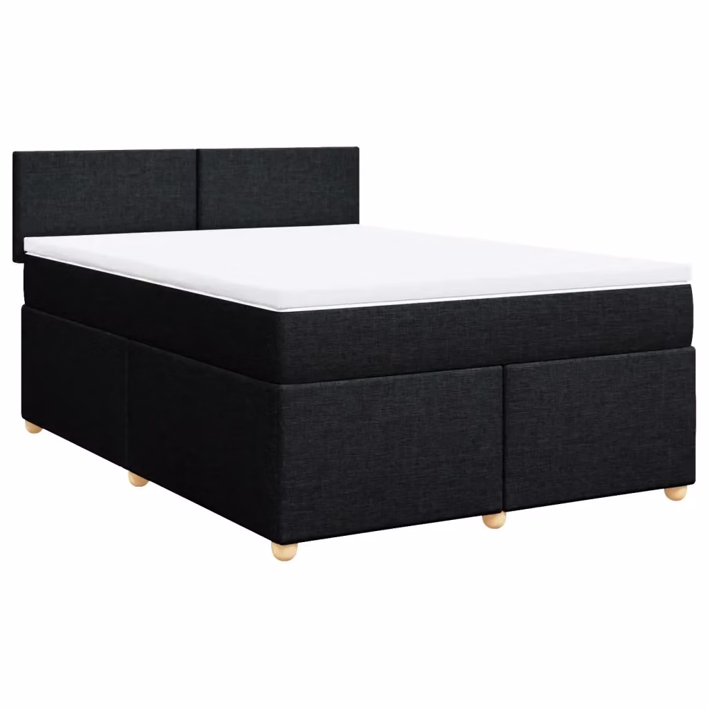 Letto Ibrido vidaXL con Giroletto a Molle e Materasso Nero e Bianco in Tessuto L/P/H: 160 x 200 cm – 2