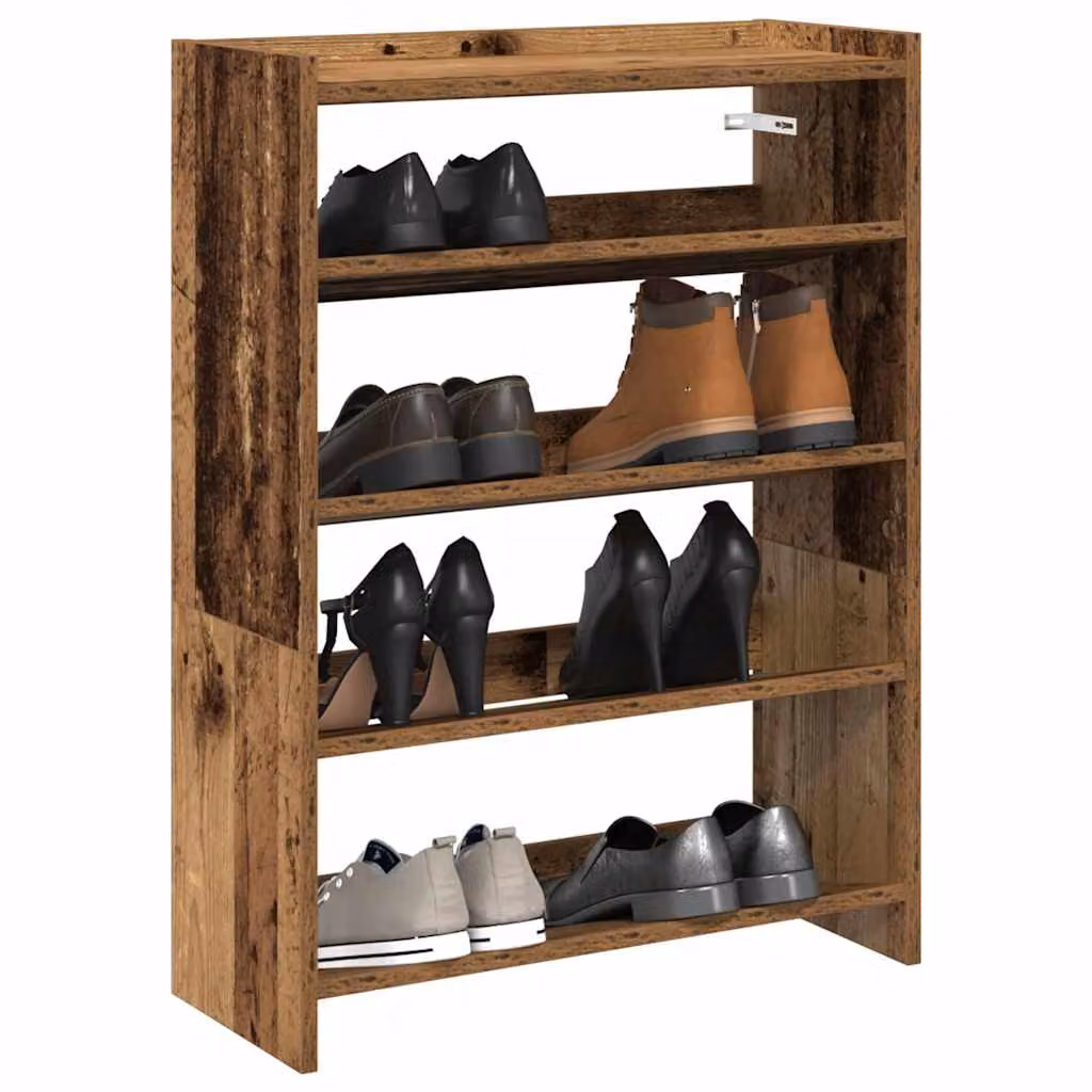 Scarpiera vidaXL in legno marrone stile rustico con ripiani piatti, L 60 cm x P 25 cm x H 81 cm