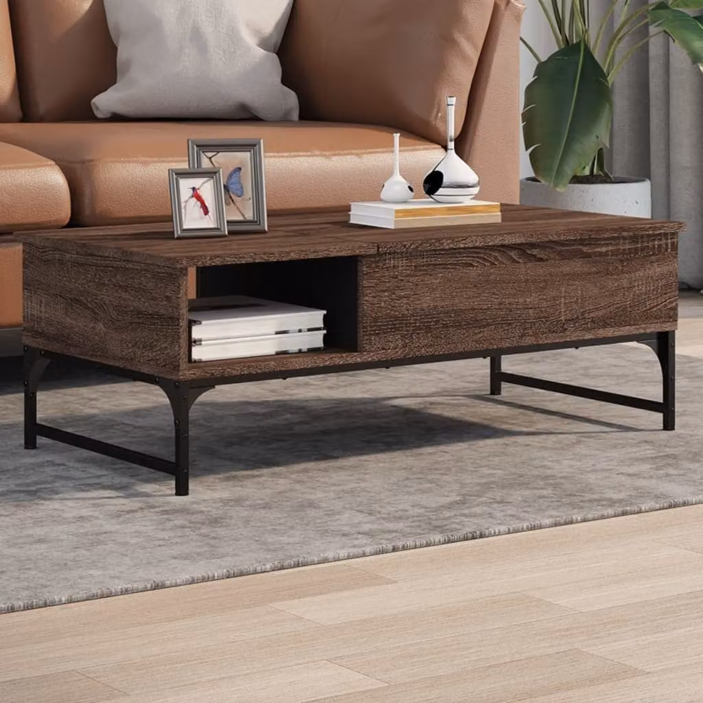 Maison Exclusive - Tavolino marrone effetto rovere 100x50x35 cm Materiale ligneo Metallo