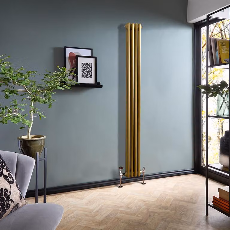 Radiatore Tradizionale Verticale a Doppia Colonna - Oro Metallizzato - 1800mm x 200mm - Regent by Hudson Reed