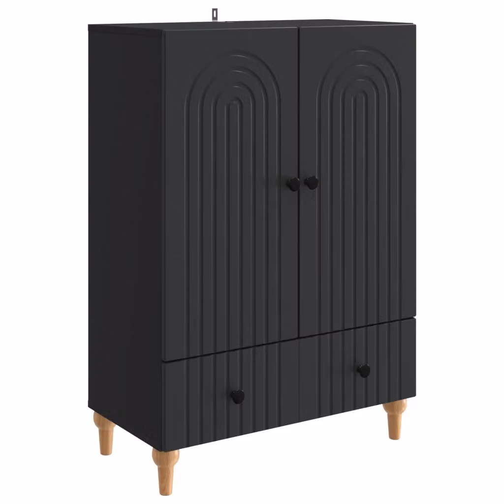 Credenza moderna vidaXL in legno MDF nero L 66 cm, P 34,5 cm, H 95 cm – 2