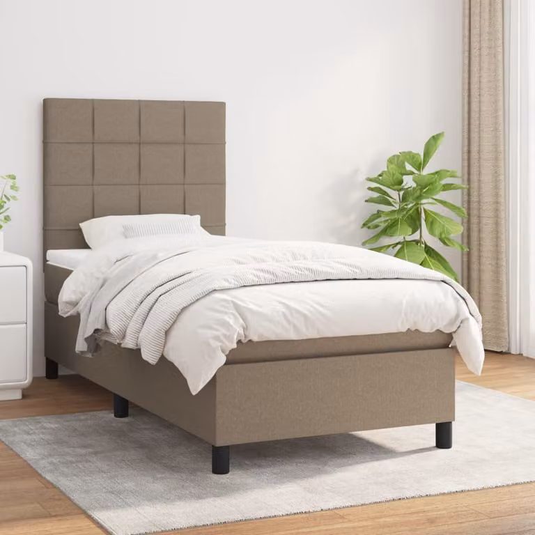 vidaXL Letto Ibrido con Giroletto a Molle e Materasso a Tasche in Tessuto, L/P/H: 90 x 190 x 128 cm