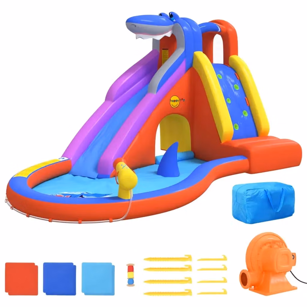 Happy Hop Scivolo d'Acqua Gonfiabile con Piscina Multicolore in PVC e Poliestere L: 450 cm, P: 320 cm, H: 240 cm – 2