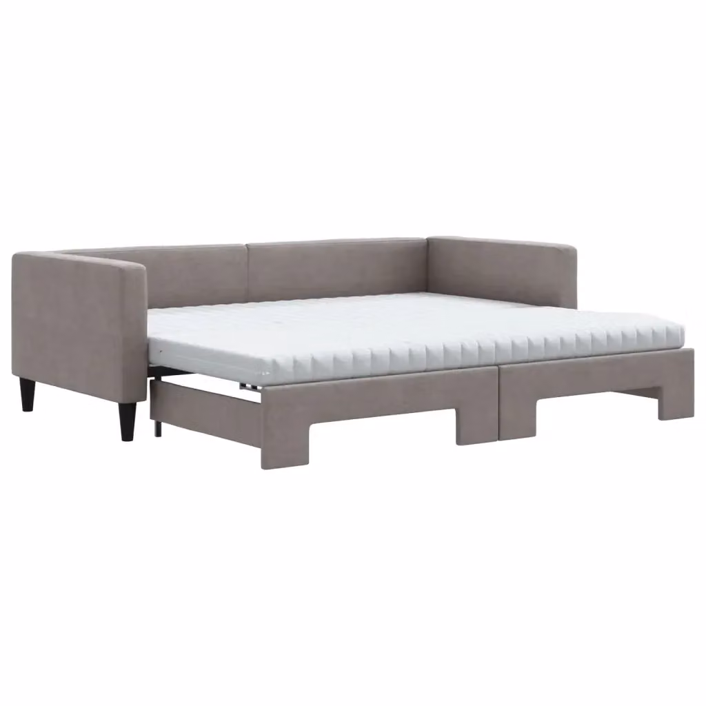 Divano Letto Estraibile vidaXL in Tessuto con Cassetto, Grigio e Beige, L/P/H: 223 x 90 x 68 cm – 2