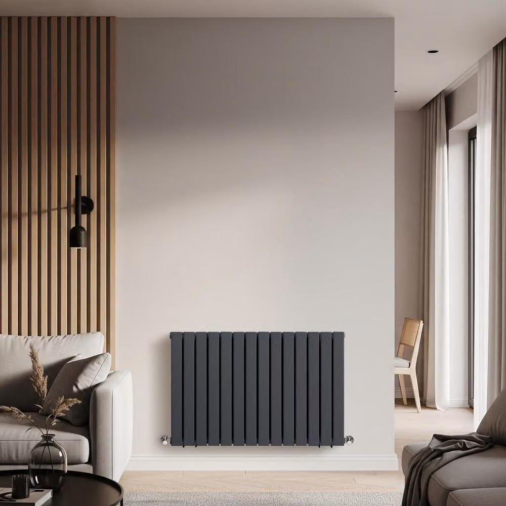 Radiatore Orizzontale Doppio Design Antracite 635x980mm 1060W - Alta Resa - Stile Moderno - Delta