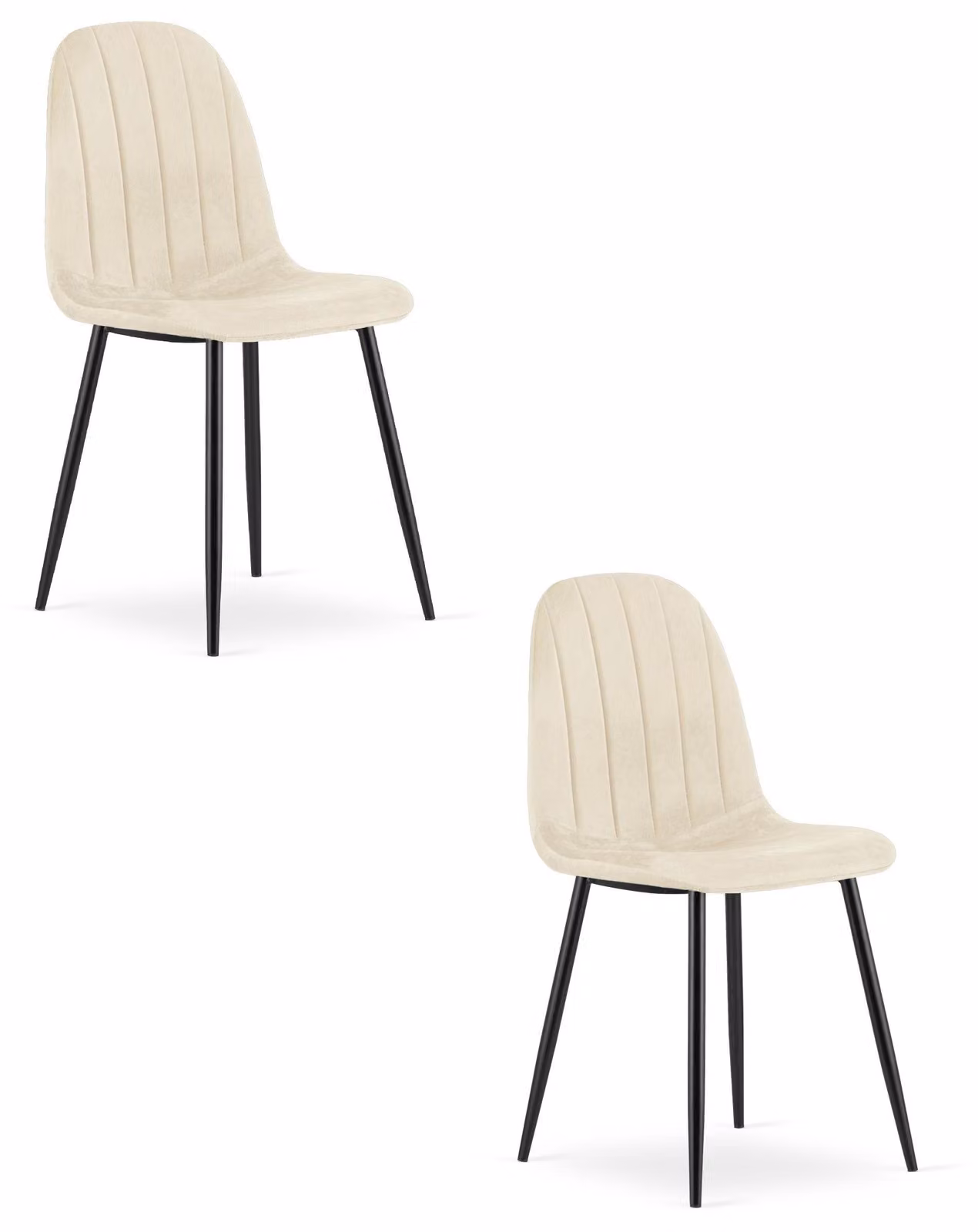 Sedia - Leobert - Padva - Velluto beige chiaro/gambe nere - 44,5 x 53 x 87 cm - Set da 2