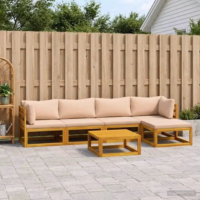 Set di divani 6 pz Naturale Legno di Acacia Massello 3417300