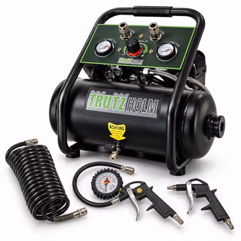 Premium Brushless Silent Whisper Compressor 9L - compressore silenzioso 900 W, 62 dB, 8 bar, accessori inclusi