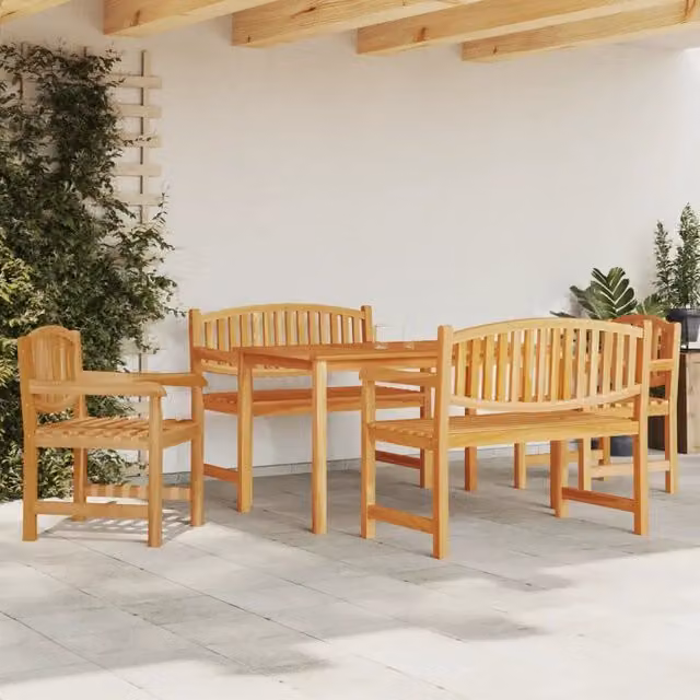 Set da pranzo per giardino vidaXL in legno di teak marrone composto da 5 pezzi