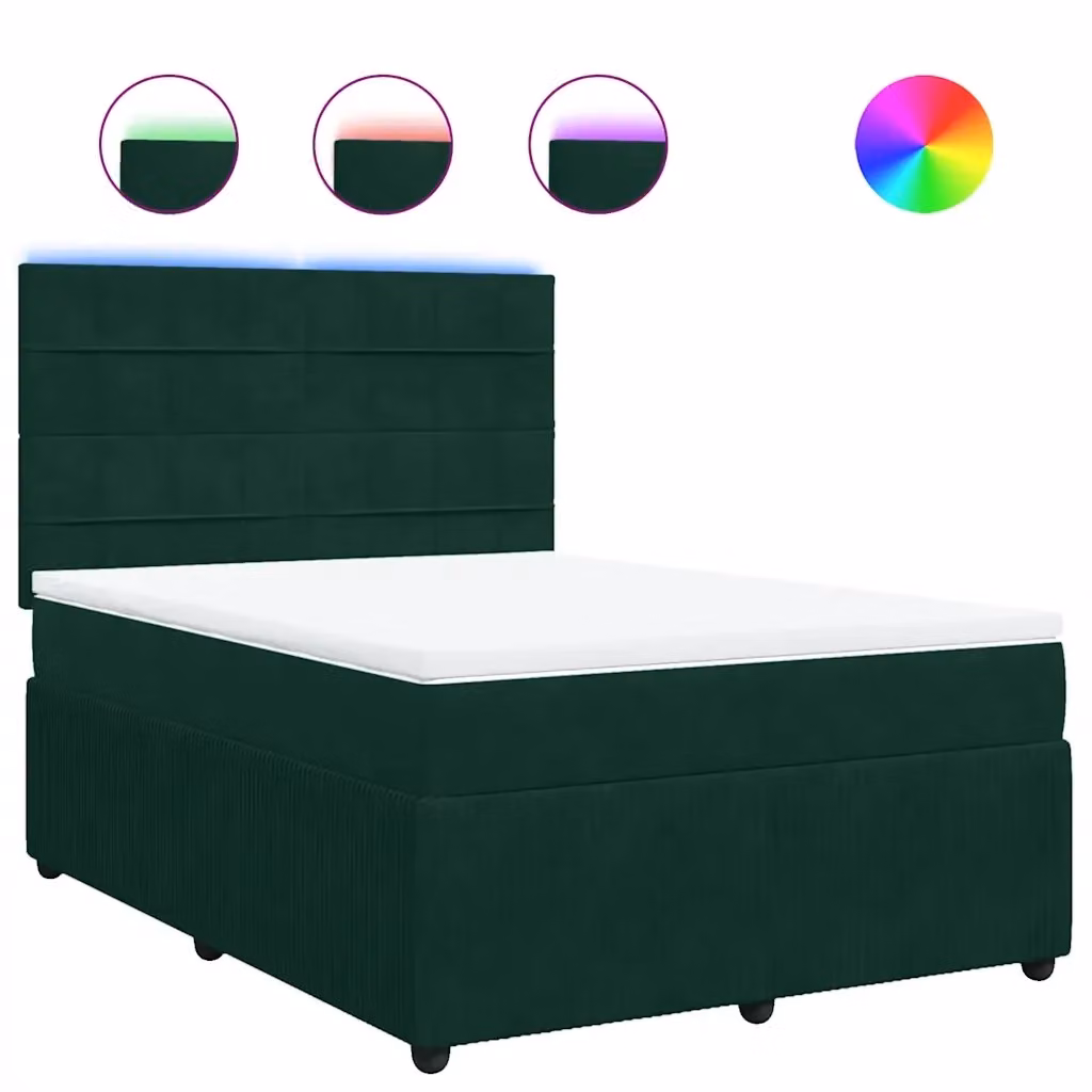 Letto Ibrido con Giroletto a Molle e Materasso vidaXL in Velluto Verde Scuro e Bianco L/P/H: 140 x 200 cm – 2