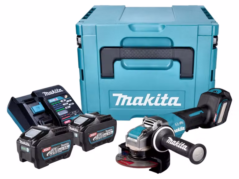 Makita GA 044 GT201 Smerigliatrice angolare a batteria 40 V max. 125 mm X-LOCK Brushless + 2x batteria ricaricabile 5,0 Ah + caricabatterie + Makpac