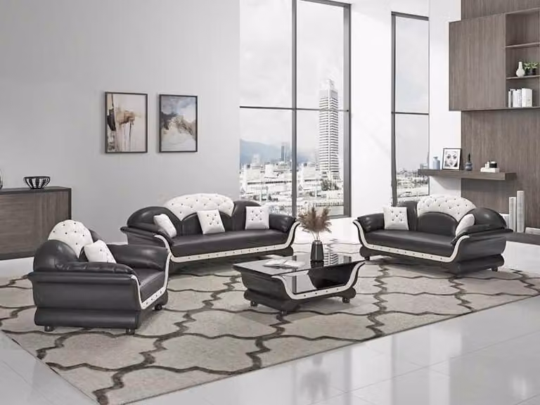 Sofagarnitur Couchgarnitur Ledersofa Sofa Komplette 3tlg Sofas Schwarz