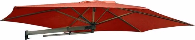 Ombrellone da parete per giardino e balcone Maffei Parrot P3 rosso con struttura in alluminio e copertura in poliestere UPF 50+, Diametro: 2,70 m