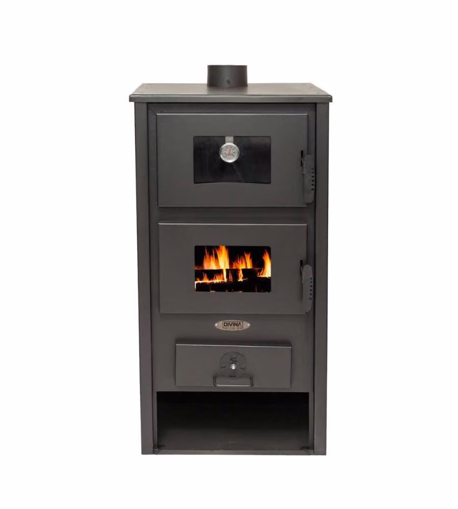 Divina Fire Stufa a Legna Anya con Forno - Nera - 12,2 kW