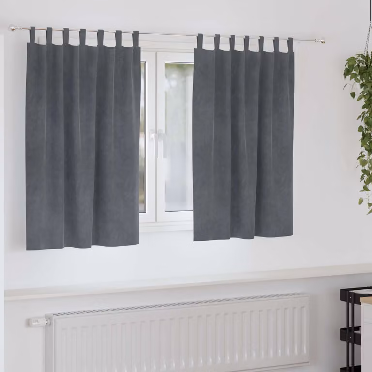 Set di 2 tende oscuranti vidaXL in velluto grigio, L 140 cm x H 140 cm