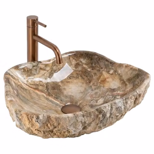 Rea - Lavabo a gettone Isla Canyon, marrone, effetto pietra - 49 x 37 x 14 cm