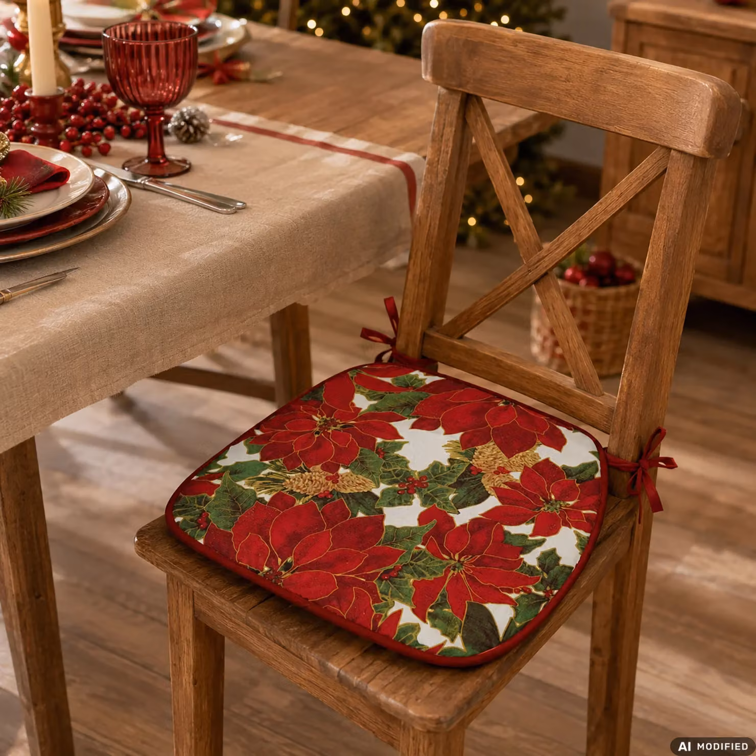 Set di 4 Cuscini Coprisedia Natalizi Vestiamo Casa Multicolore con Laccetti L/P: 38 x 38 cm – 2