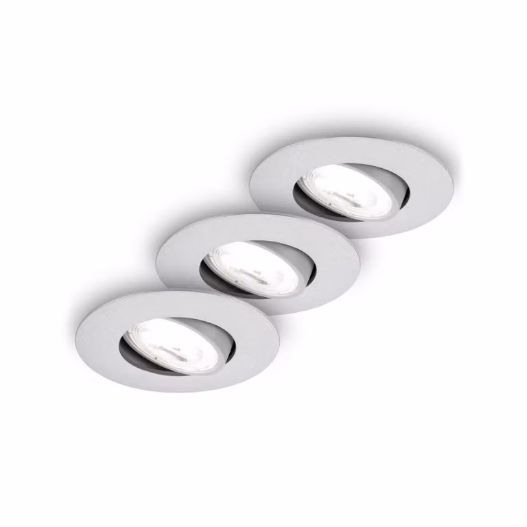 Briloner Kulana A luci da incasso a LED, cromo opaco, 4000K, set 3, Alluminio / Grigio / Zincato, Soggiorno / Sala da pranzo, Plastica, Moderno