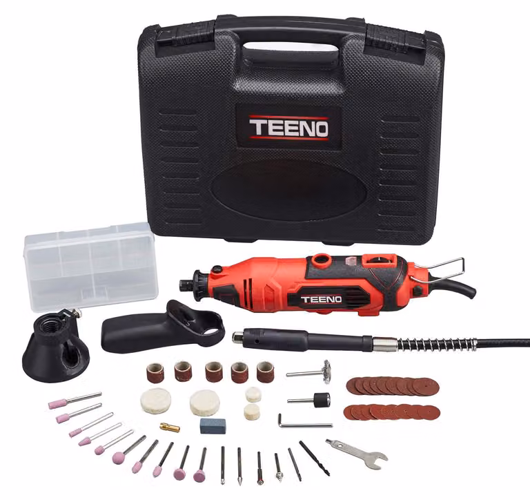 Trapano multifunzione compatto - 230 Volt - 80 accessori - Rosso - Ideale per taglio e incisione