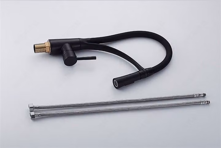 Rubinetto da cucina, 44 cm, oro, 360°, bocca girevole, Pelican Black Pure