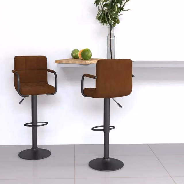 Set di 2 sgabelli da bar vidaXL in velluto marrone con base girevole a 360 gradi