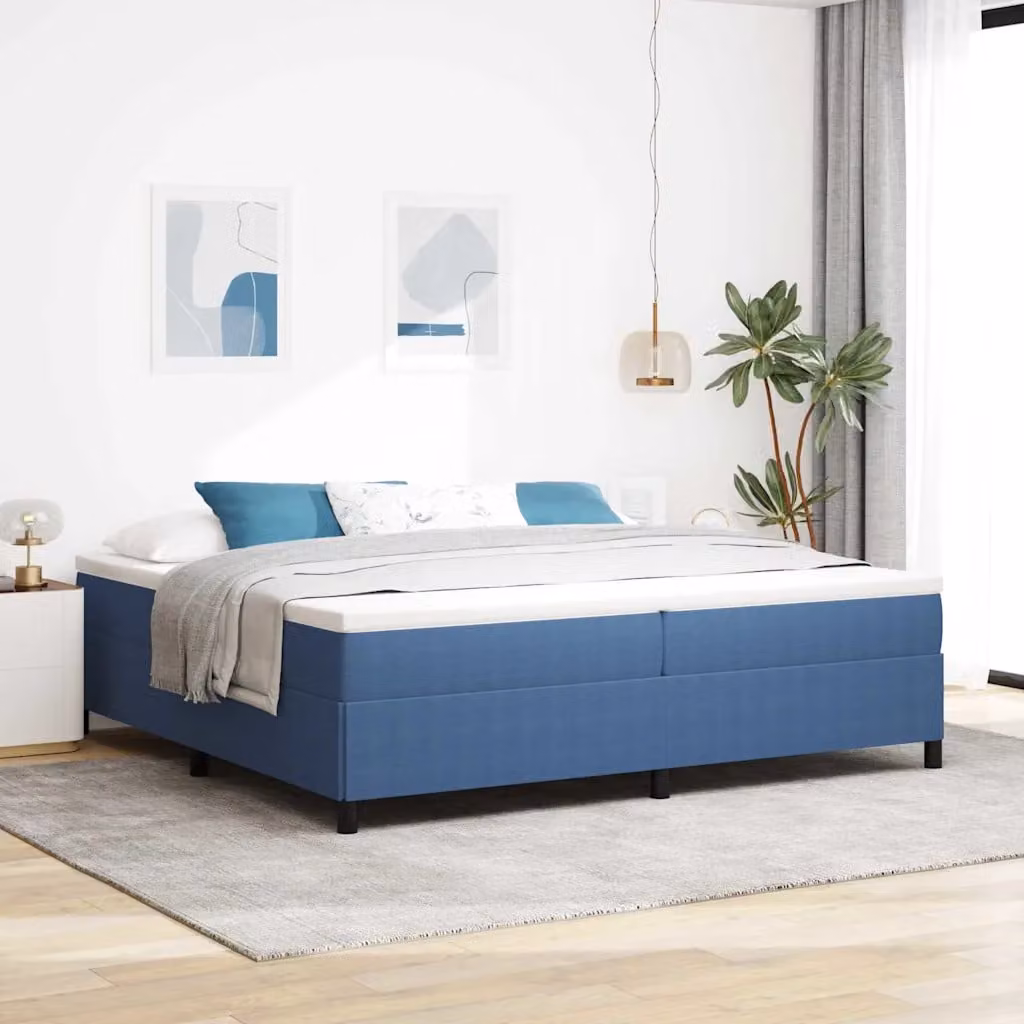 Letto a molle moderno vidaXL in tessuto cord e velluto blu L/P/H: 200 x 200 x 203 cm