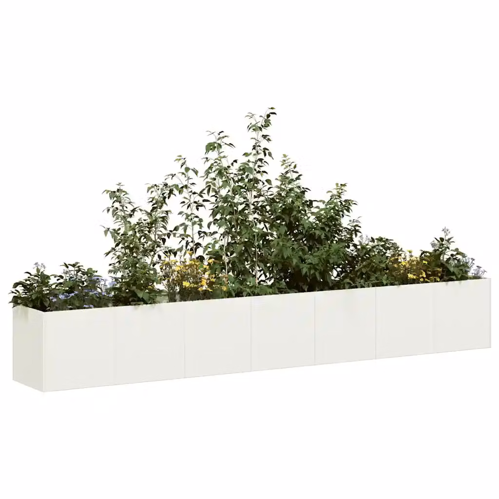 vidaXL Fioriera Bianca in Acciaio per Orto e Giardino L: 280 cm, P: 40 cm, H: 40 cm
