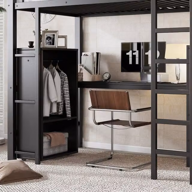 letto a castello metallo nero 90 x 200 cm