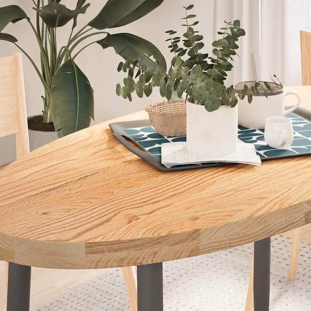 Piano per tavolo ovale in rovere massello vidaXL, colore marrone, L 120 cm x P 60 cm x H 4 cm