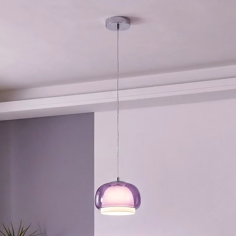 EGLO Lampada a sospensione Belomontejo, dimmerabile, Violetto / Fucsia / Rosa, Soggiorno / Sala da pranzo, Vetro, Giovanile, Lampada a sospensione