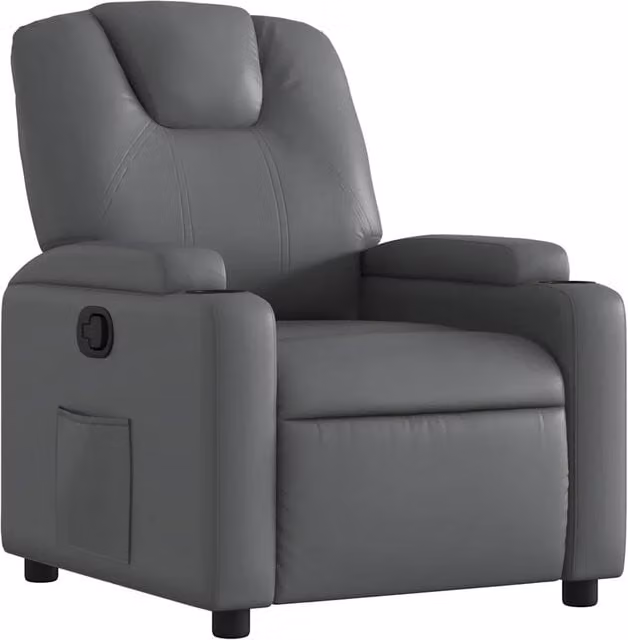 Poltrona | Sedia Relax Reclinabile Grigia in Similpelle