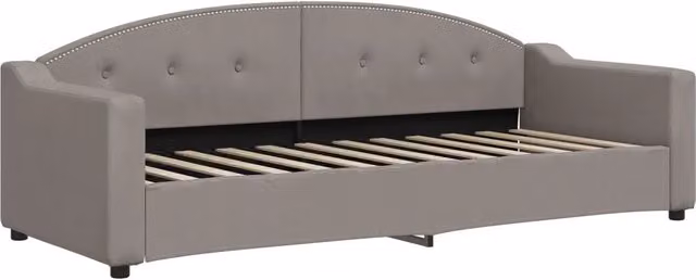Letto singolo da giorno DESIGN IN in tessuto color tortora con struttura imbottita L 80 x P 200 cm – 1