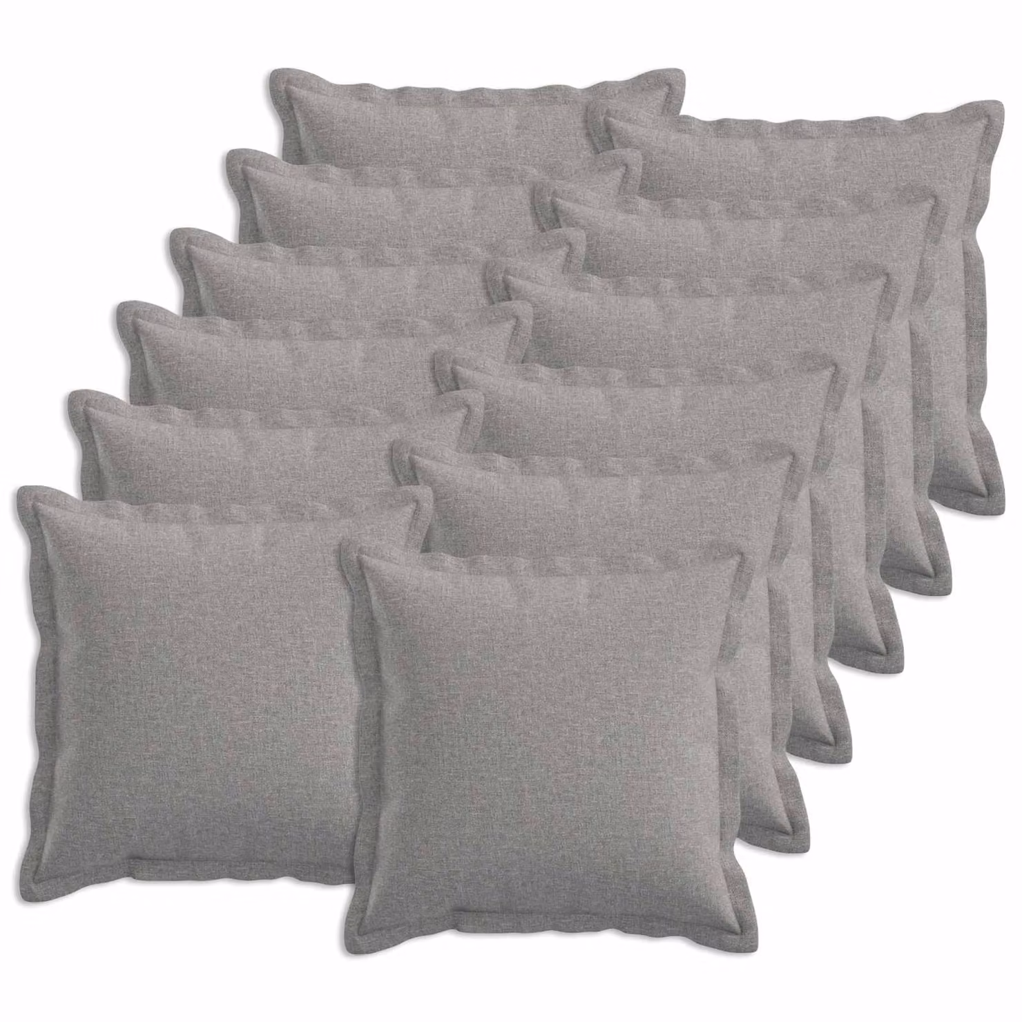 Set di 12 cuscini quadrati vidaXL HOUTEN in lino, colore Grigio, 50 x 50 x 50 cm