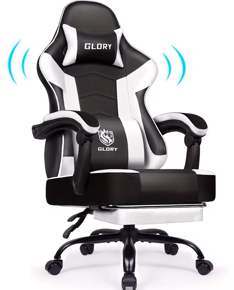 Sedia da gaming ergonomica con poggiapiedi, cuscino lombare e poggiatesta – comoda sedia girevole da ufficio