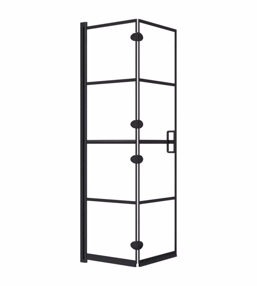 vidaXL Pannello Doccia Pieghevole in Vetro ESG Trasparente con Profilo Nero L: 140 cm, P: 80 cm – 2