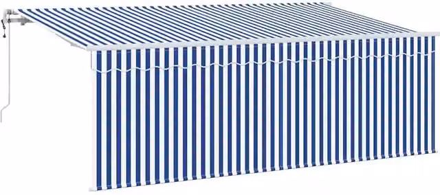 Tenda da Sole | Tenda Retrattile Rigato Blu 350 x 200 cm Tessuto