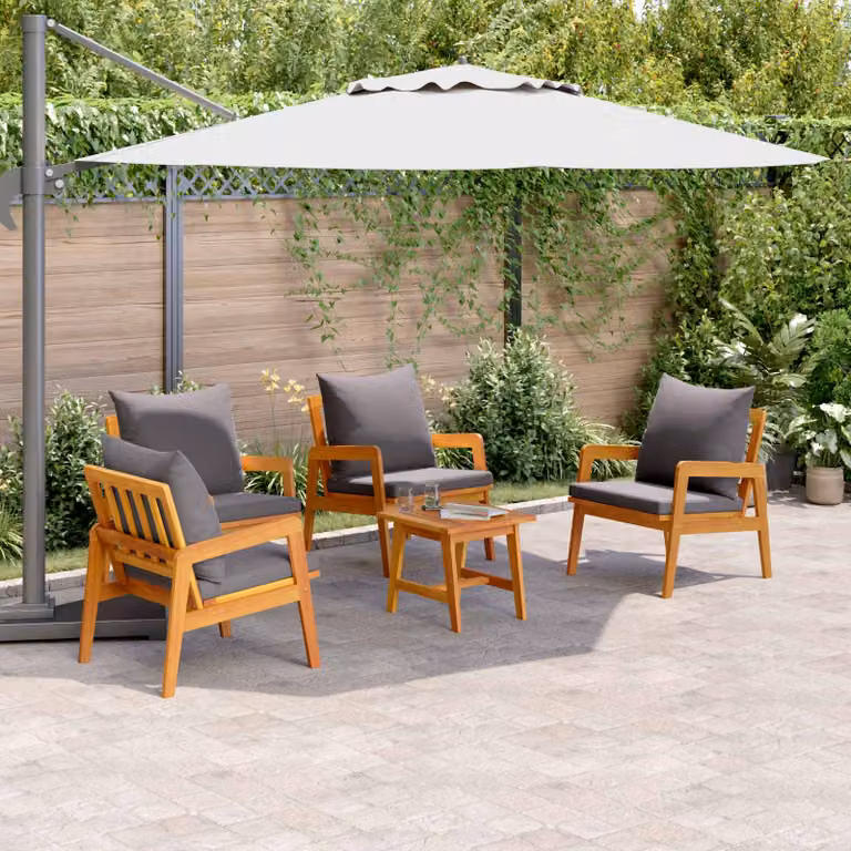 Set bistrot da giardino vidaXL in legno di acacia massello marrone, 5 pezzi