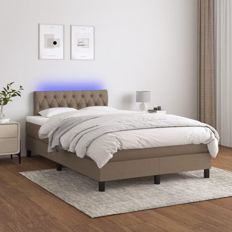 Maison Exclusive - Letto a Molle con Materasso e LED Tortora 120x200cm in Tessuto