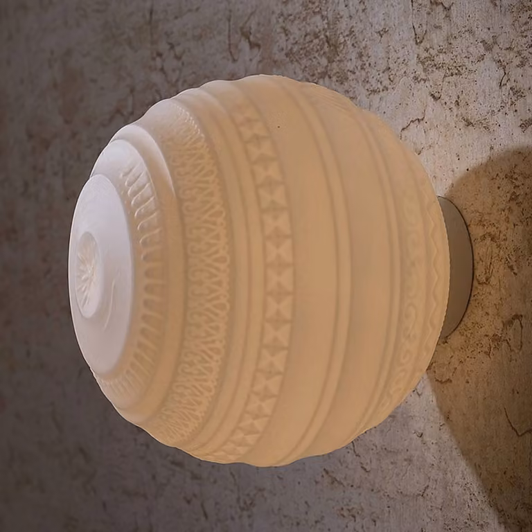 Karman Applique da parete di design Braille, dimmerabile, Bianco / Opale, Soggiorno / Sala da pranzo, Vetro, Design, Applique