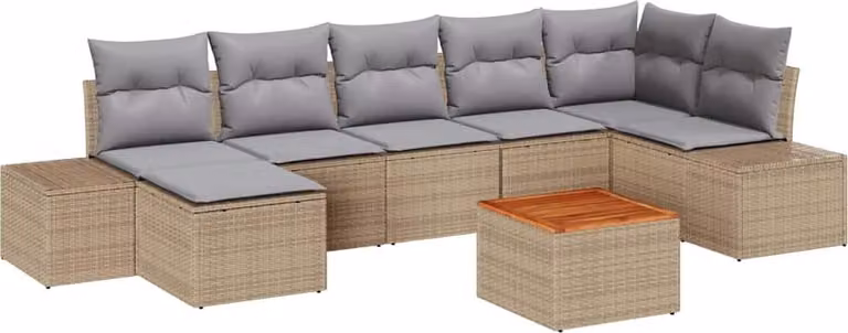 Set Divano da Giardino 8 pcs beige e grigio chiaro