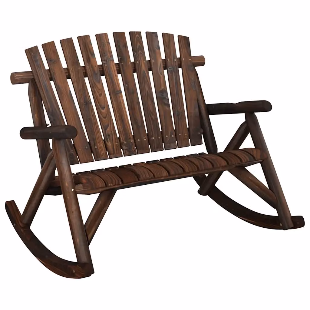 Panca Dondolo da Giardino a 2 Posti vidaXL in Legno di Abete Rosso Marrone L: 123 cm, P: 96 cm, H: 102 cm – 2
