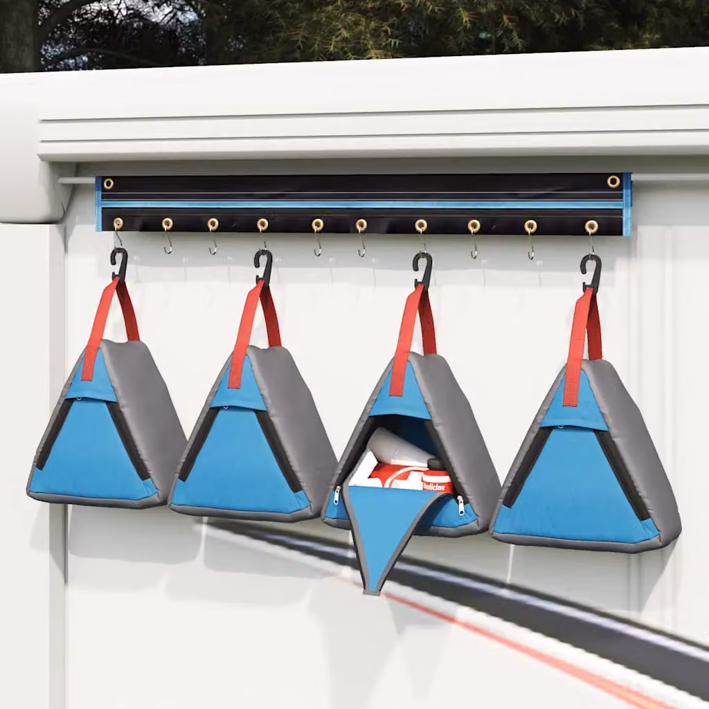 Set di 4 sacchetti per stoccaggio vidaXL, colori grigio e blu, L 24 cm x P 16 cm x H 24 cm
