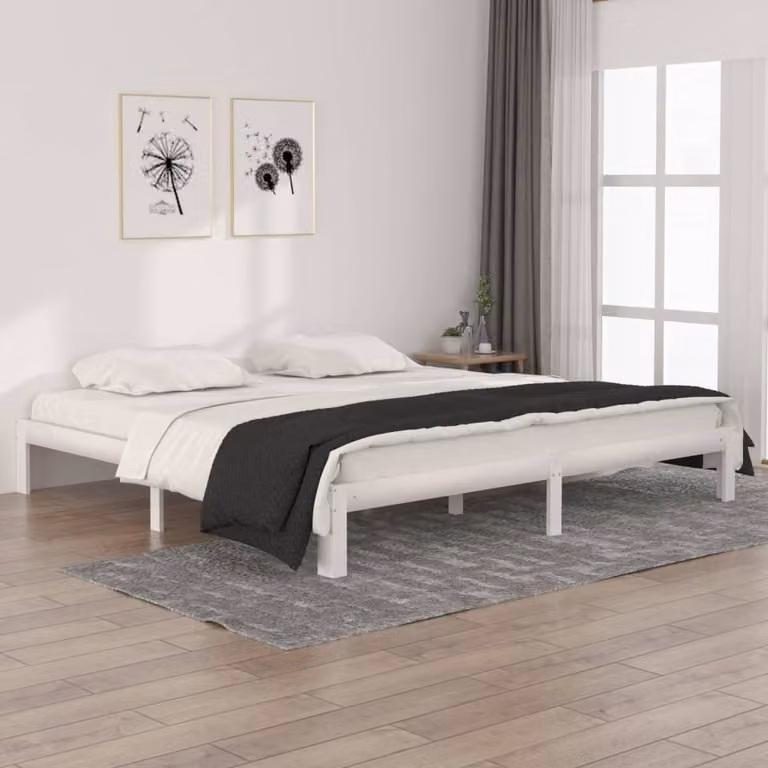 The Living Store Letto in legno massiccio di pino bianco 200x200 cm