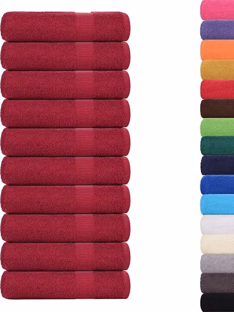 Set di 10 asciugamani da bagno FROGN in cotone spugna color rosso, L: 150 cm, grammatura 360 g/m2