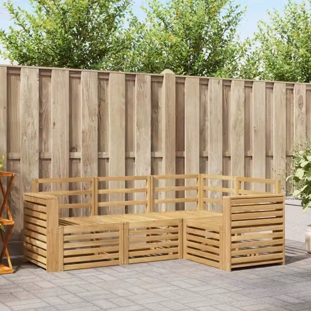Set di divani da esterno 4 pz Bianco Legno di Acacia Massello 3391759
