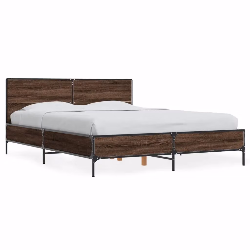 Letto Giroletto vidaXL in Legno e Metallo, Colore Rovere Marrone, L/P/H: 120 x 200 x 80 cm – 2