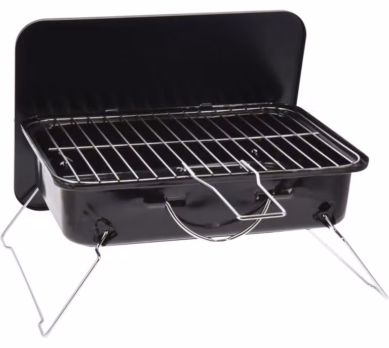 BBQ a carbonella con coperchio 34 x 24 cm nero
