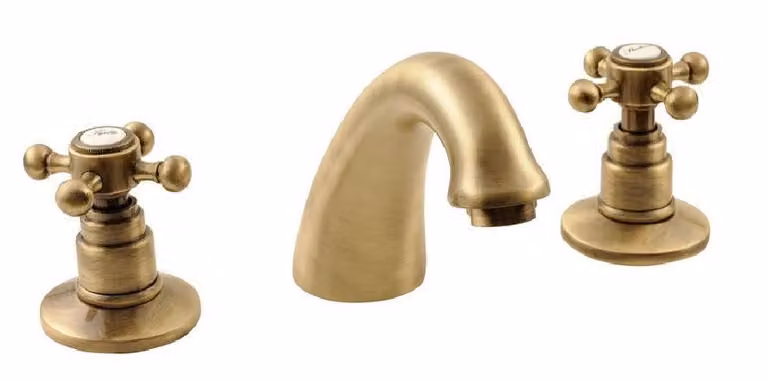 Sapho Reitano Rubinetteria Antea - Miscelatore da lavabo con bocca di erogazione, installazione 3 fori, bronzo 3026