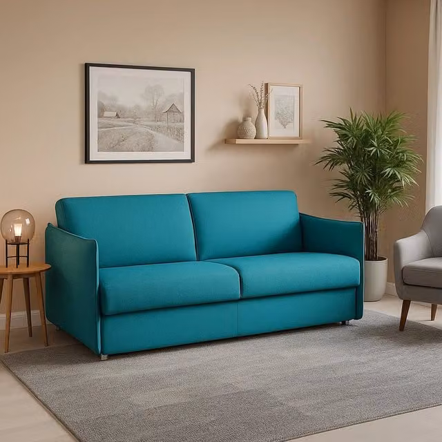 Divano 3 posti Severo DMORA in tessuto azzurro con coperture sfoderabili Made in Italy L: 200 cm, P: 95 cm – 1