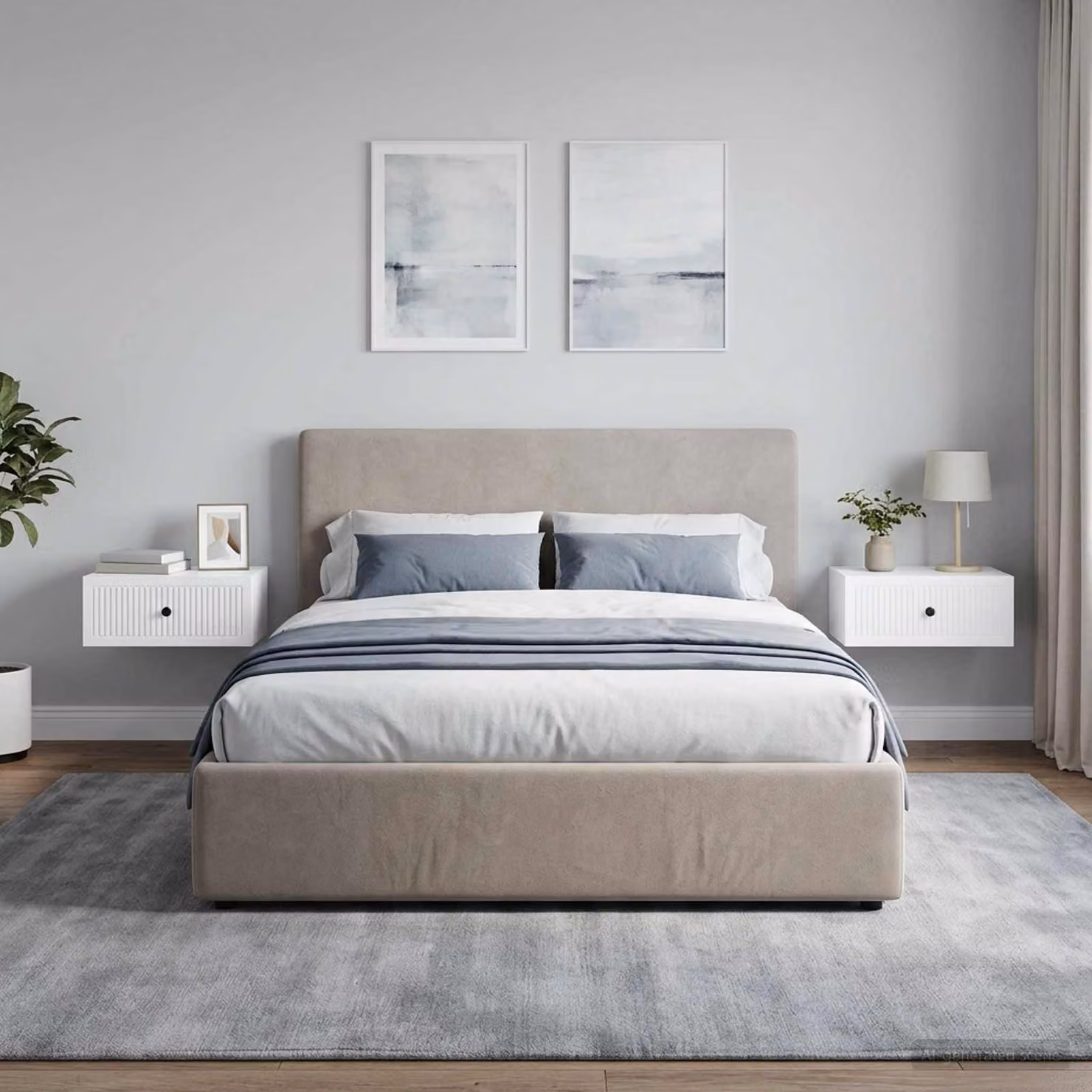 Set di 2 Armadi da Notte vidaXL Bianco Lucido L 49 cm x P 34,5 cm x H 20 cm